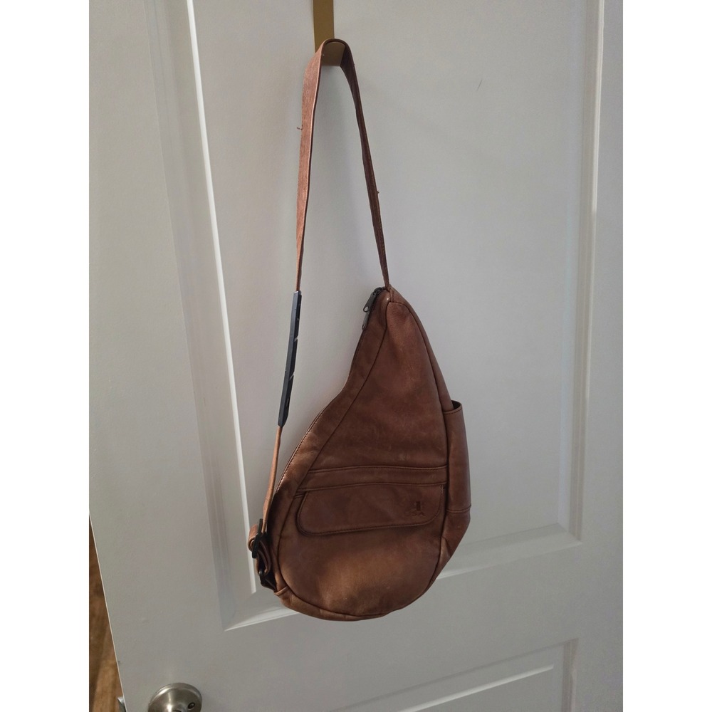 AmeriBag Healthy Back Bag Brown Leather Ergonomic Sling Crossbody Medium